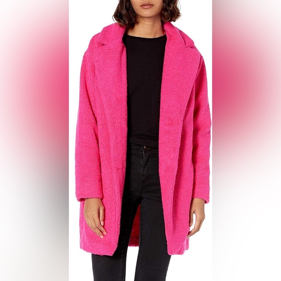NWT Daily Ritual Bright Pink Women’s Oversized Teddy Coat - Picture 1 of 10